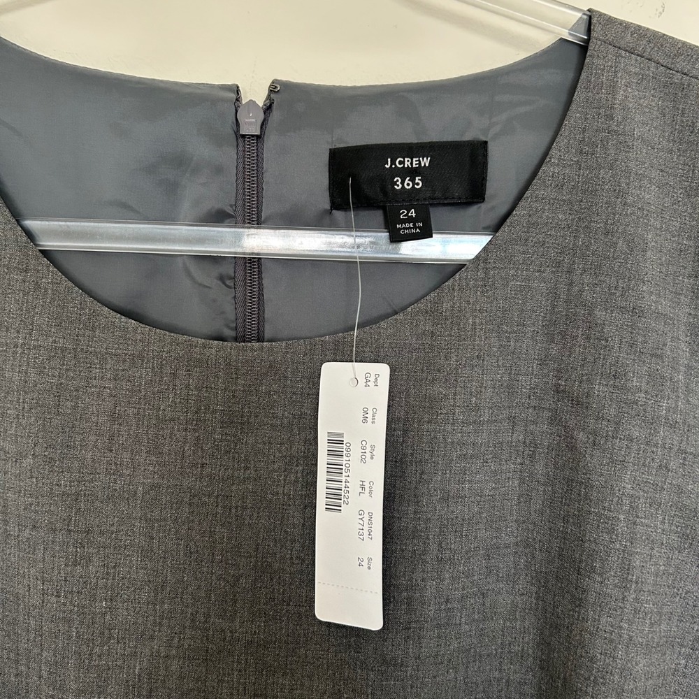 NWT J.Crew 365 Sheath Dress Gray 24 Wool Blend Cap Sleeve Pockets - Picture 2 of 12